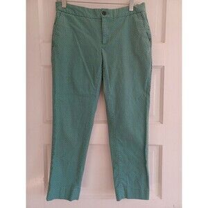 Banana Republic Hampton fit cropped pants womens 4 green print classic work play